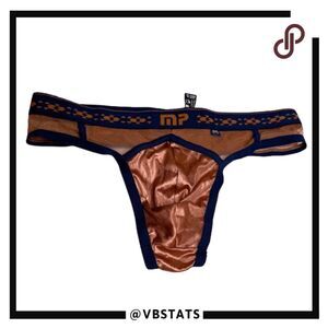 Male Power Men's Mesh Metallic Brief Thong Underwear Copper Navy Sz S/M 28-34